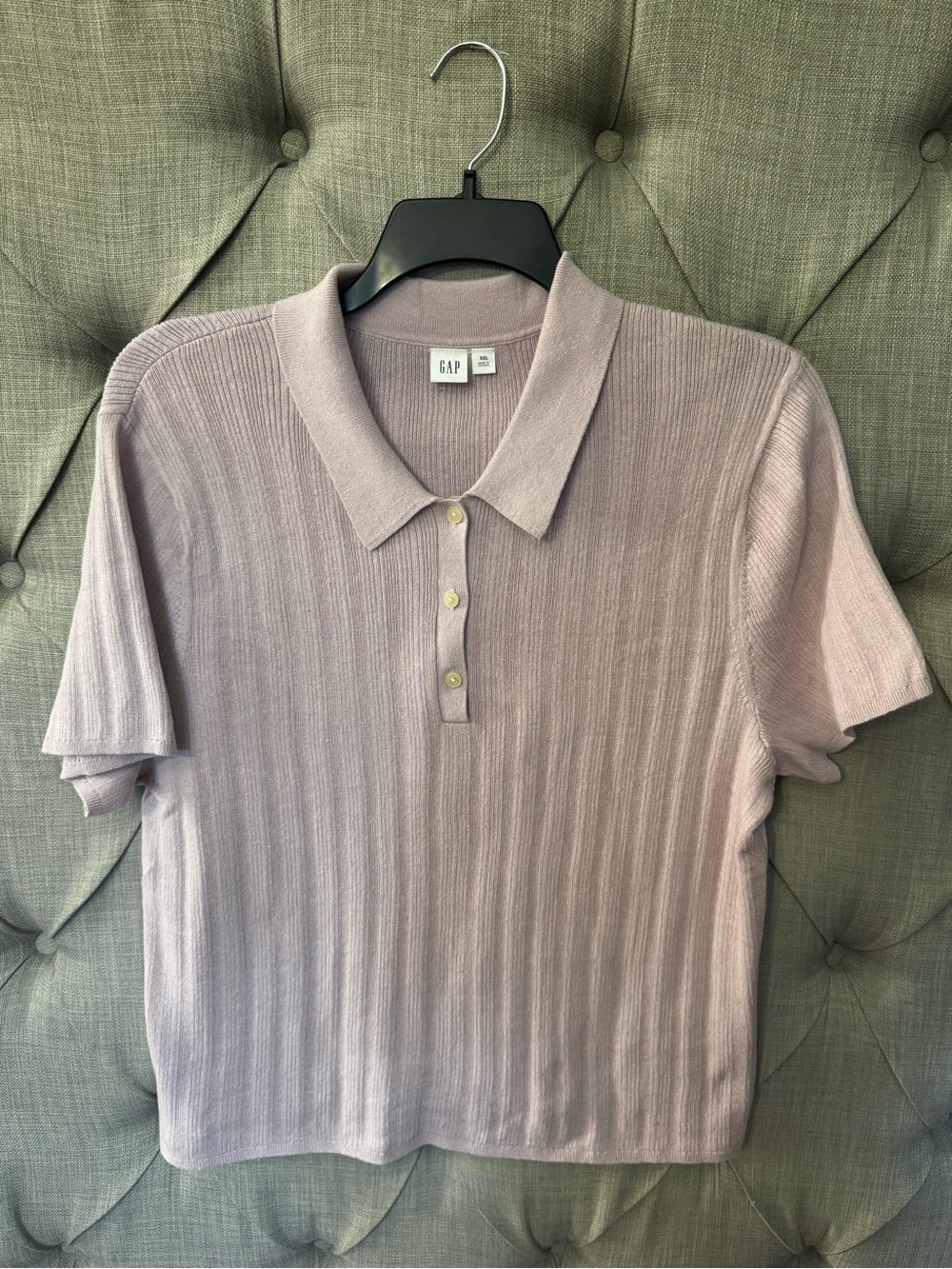 GAP Women's Light Rose Ribbed Polo Top